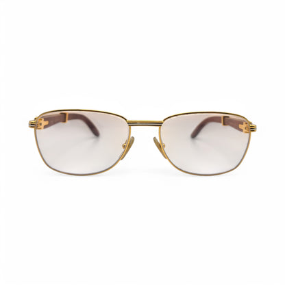 Authentic Cartier Amboise - Vintage Gold Woods Sunglasses w/ Light Brown Lenses (80s)