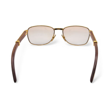 Authentic Cartier Amboise - Vintage Gold Woods Sunglasses w/ Light Brown Lenses (80s)