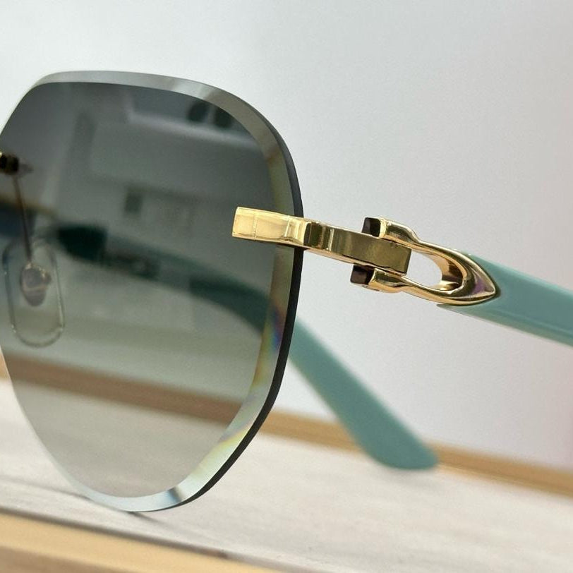 Decor C Acetate Marble Pilot Lenses - Turquoise Temples - Luxury Optical