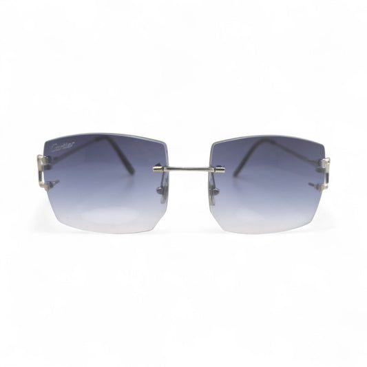 Authentic Cartier Big C - Platinum Wires Sunglasses w/ Smoke Gray Bugati Lenses (Repaired) (2010s)