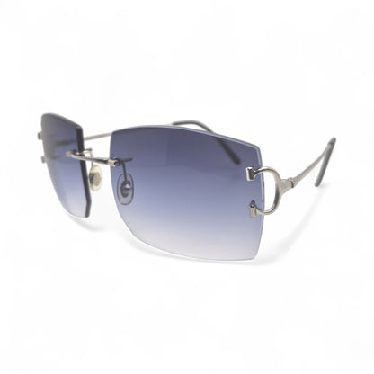 Authentic Cartier Big C - Platinum Wires Sunglasses w/ Smoke Gray Bugati Lenses (Repaired) (2010s)