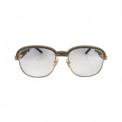 Malmaison - 56-16 Gold Green Woods Sunglasses w/ Diamond Frame & Light Gray Lenses (90s)