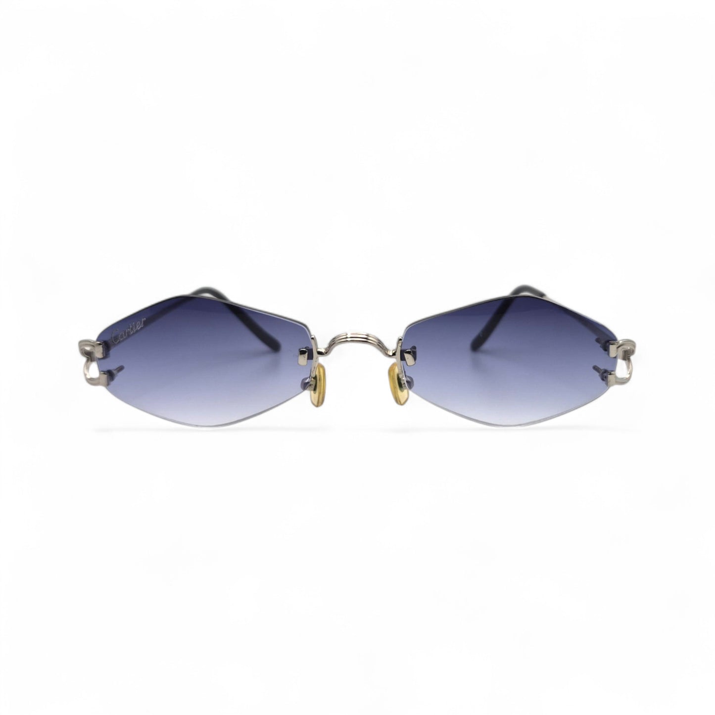 Cartier Soho - Small C Silver Wires Sunglasses w/ Custom Smoke Gray/Blue Lenses - Authentic (2000s)