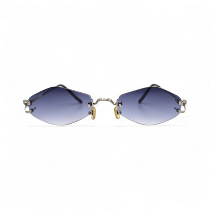 Cartier Soho - Small C Silver Wires Sunglasses w/ Custom Smoke Gray/Blue Lenses - Authentic (2000s)