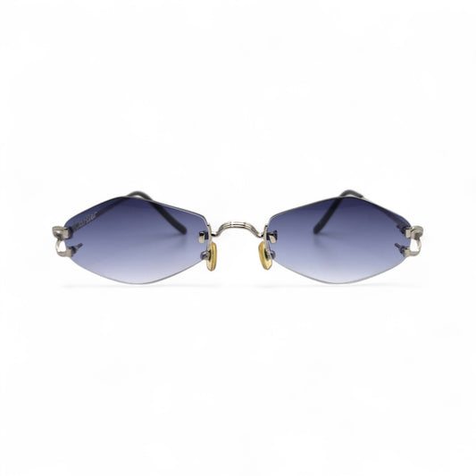 Cartier Soho - Small C Silver Wires Sunglasses w/ Custom Smoke Gray/Blue Lenses - Authentic (2000s)