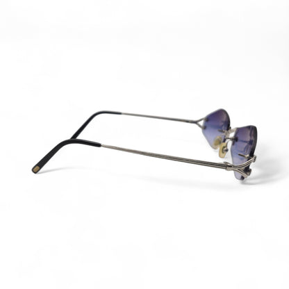 Cartier Soho - Small C Silver Wires Sunglasses w/ Custom Smoke Gray/Blue Lenses - Authentic (2000s)