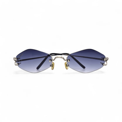 Cartier Soho - Small C Silver Wires Sunglasses w/ Custom Smoke Gray/Blue Lenses - Authentic (2000s)