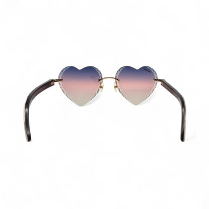 C Decor - Gold White Buffs Sunglasses w/ Purple & Pink Heart Lenses (Diamond Cut)
