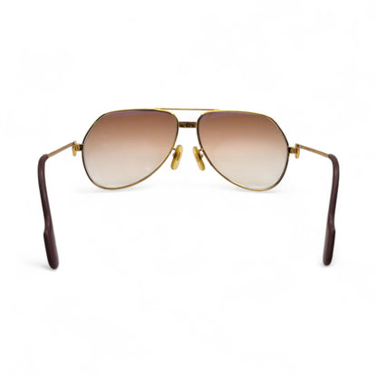 Authentic Cartier Santos (Aviators) - Gold Wires Sunglasses w/ Hennessy Brown Gradient Lenses (80s)