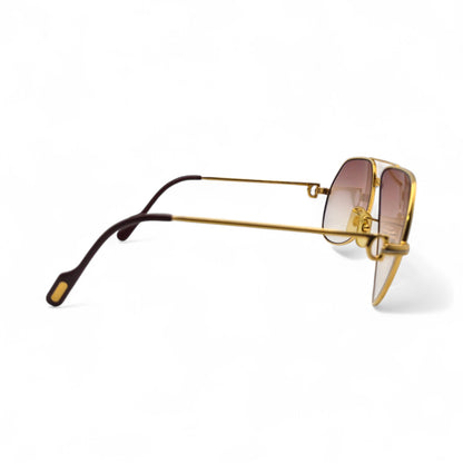 Authentic Cartier Santos (Aviators) - Gold Wires Sunglasses w/ Hennessy Brown Gradient Lenses (80s)