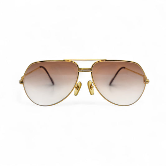 Authentic Cartier Santos (Aviators) - Gold Wires Sunglasses w/ Hennessy Brown Gradient Lenses (80s)