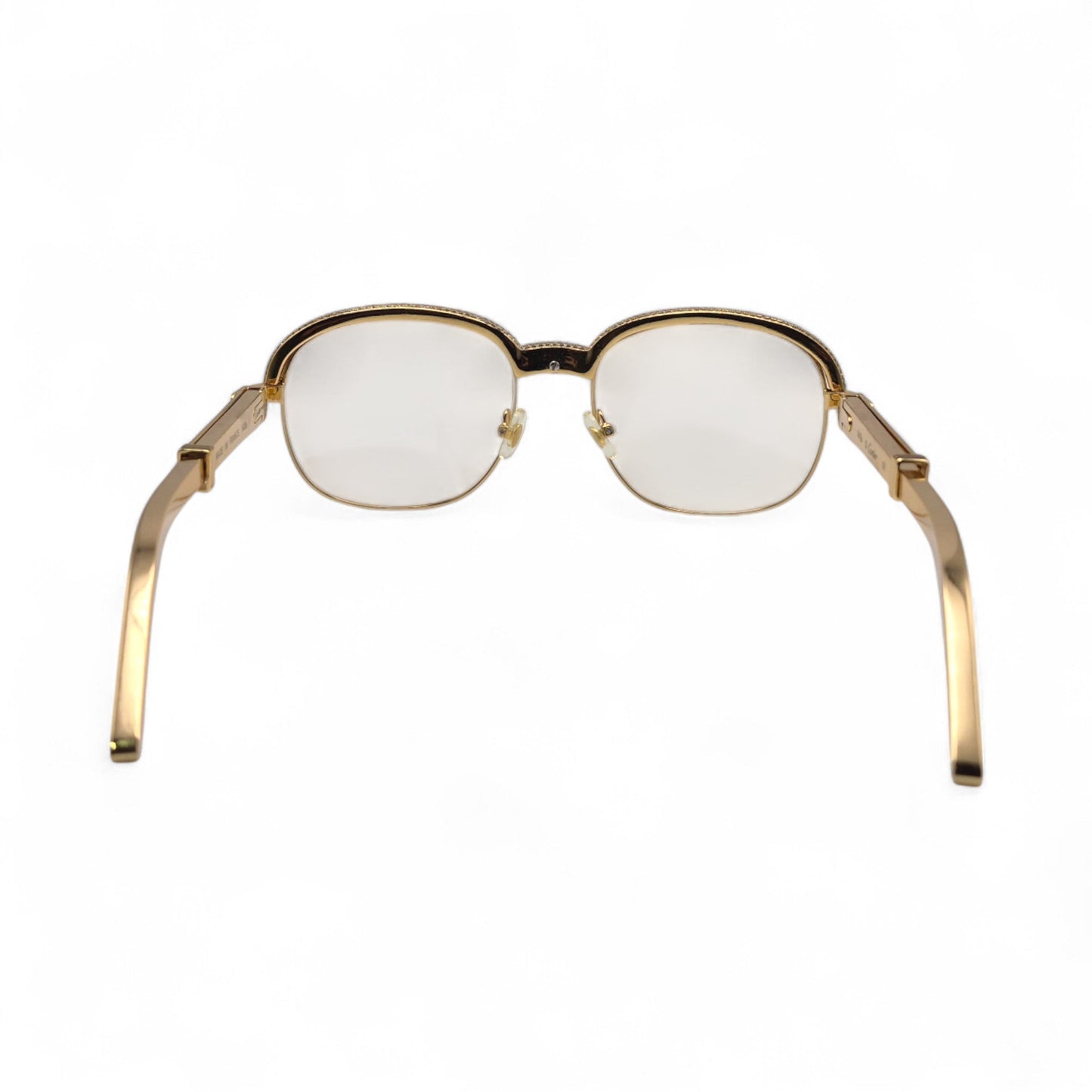 Malmaison - 56-16 Gold Plated Temples Sunglasses w/ Clear Reflective Lenses (90s) - Luxury Optical