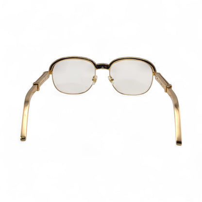 Malmaison - 56-16 Gold Plated Temples Sunglasses w/ Clear Reflective Lenses (90s) - Luxury Optical
