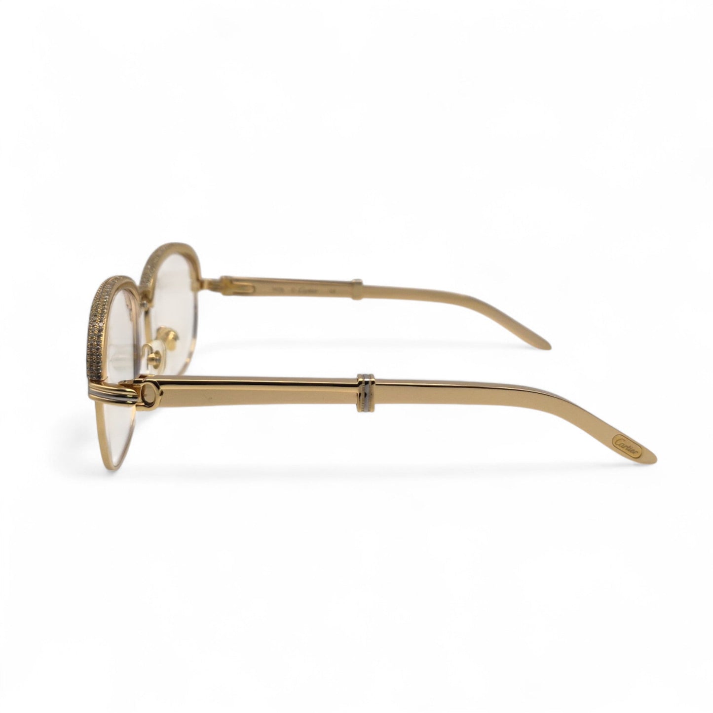 Malmaison - 56-16 Gold Plated Temples Sunglasses w/ Clear Reflective Lenses (90s) - Luxury Optical