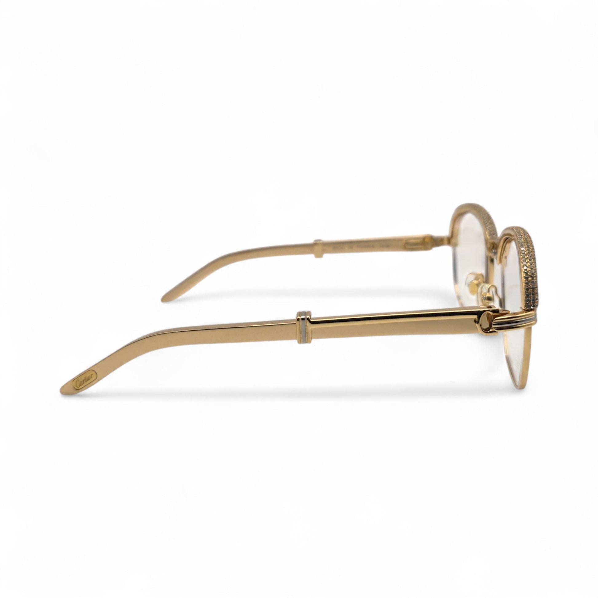 Malmaison - 56-16 Gold Plated Temples Sunglasses w/ Clear Reflective Lenses (90s) - Luxury Optical