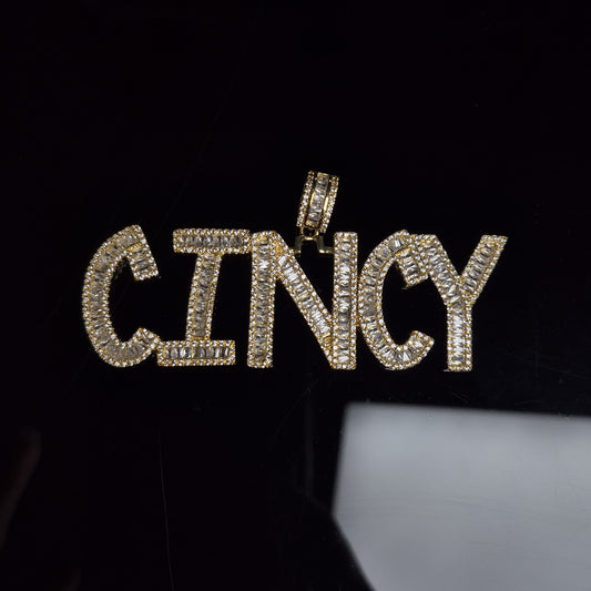 CINCY Baguette Diamonds Pendant w/ Chain