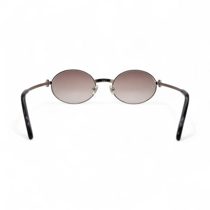 Saint Honore (Iced) 55-22 Silver Wires w/ Brown Oval Lenses - Diamonds Prong Bridge (90s)