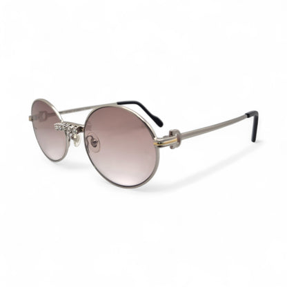 Saint Honore (Iced) 55-22 Silver Wires w/ Brown Oval Lenses - Diamonds Prong Bridge (90s)