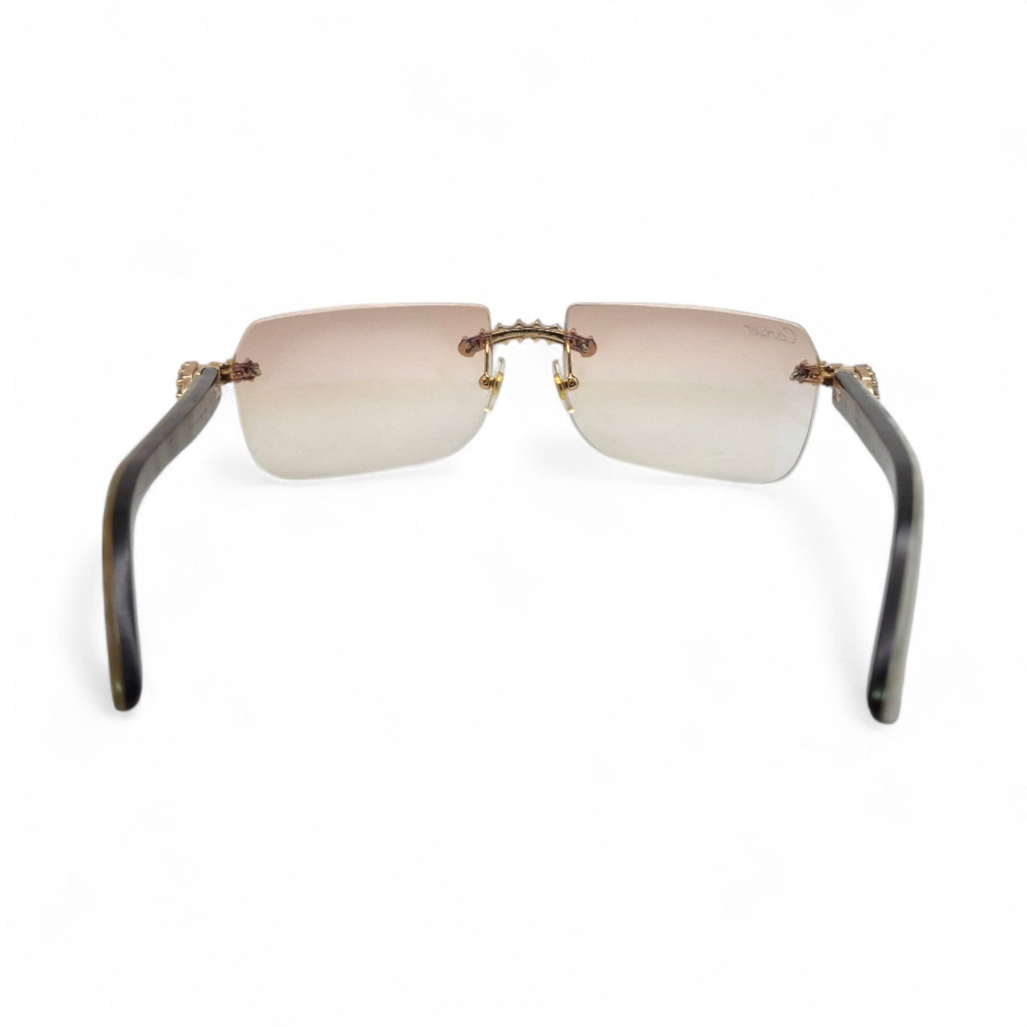 C Decor Buffs (Iced - VVS Genuine) - White Genuine Horn Sunglasses - Genuine Diamonds Prong Set (2020s) - Luxury Optical