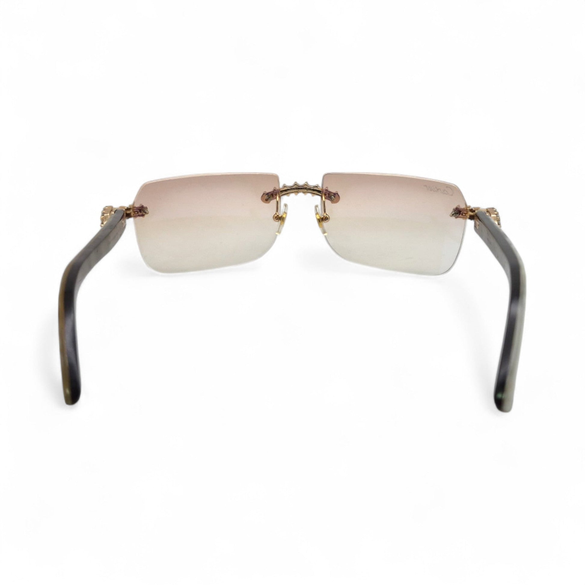 C Decor Buffs (Iced - VVS Genuine) - White Genuine Horn Sunglasses - Genuine Diamonds Prong Set (2020s) - Luxury Optical