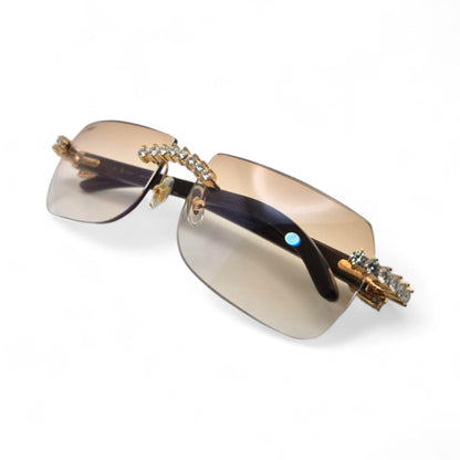 C Decor Buffs (Iced - VVS Genuine) - White Genuine Horn Sunglasses - Genuine Diamonds Prong Set (2020s) - Luxury Optical