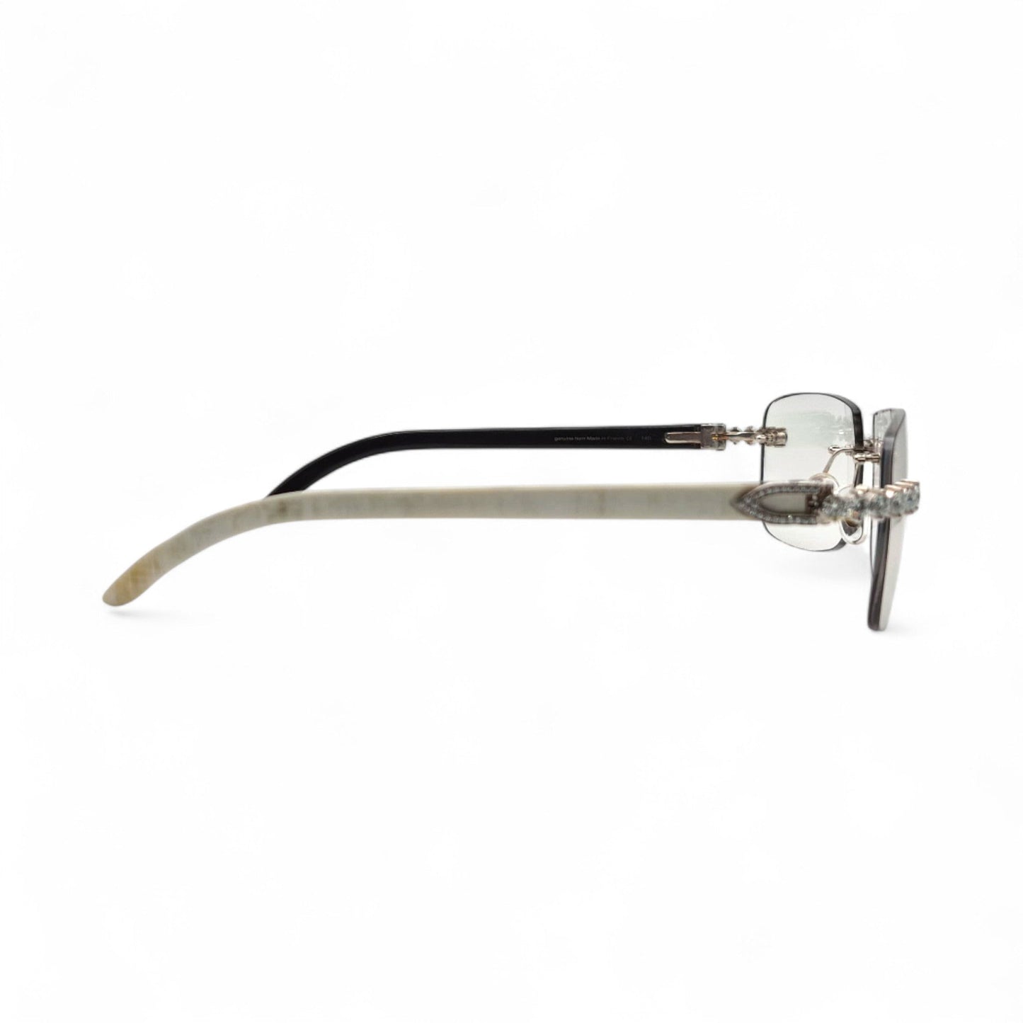 C Decor Buffs (Iced - VVS Genuine) - White Genuine Horn Sunglasses - Genuine Diamonds Prong Set (2020s) - Luxury Optical