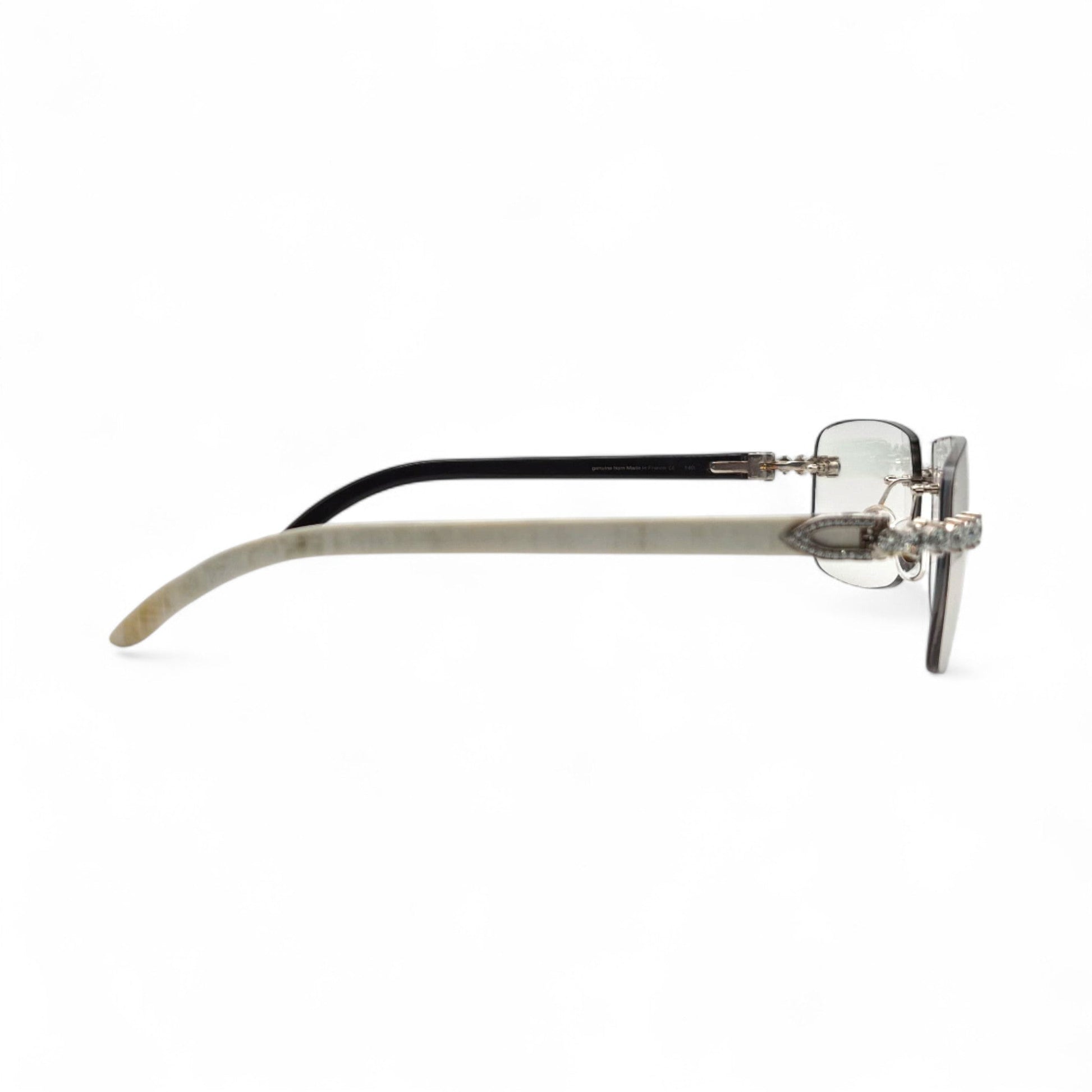 C Decor Buffs (Iced - VVS Genuine) - White Genuine Horn Sunglasses - Genuine Diamonds Prong Set (2020s) - Luxury Optical