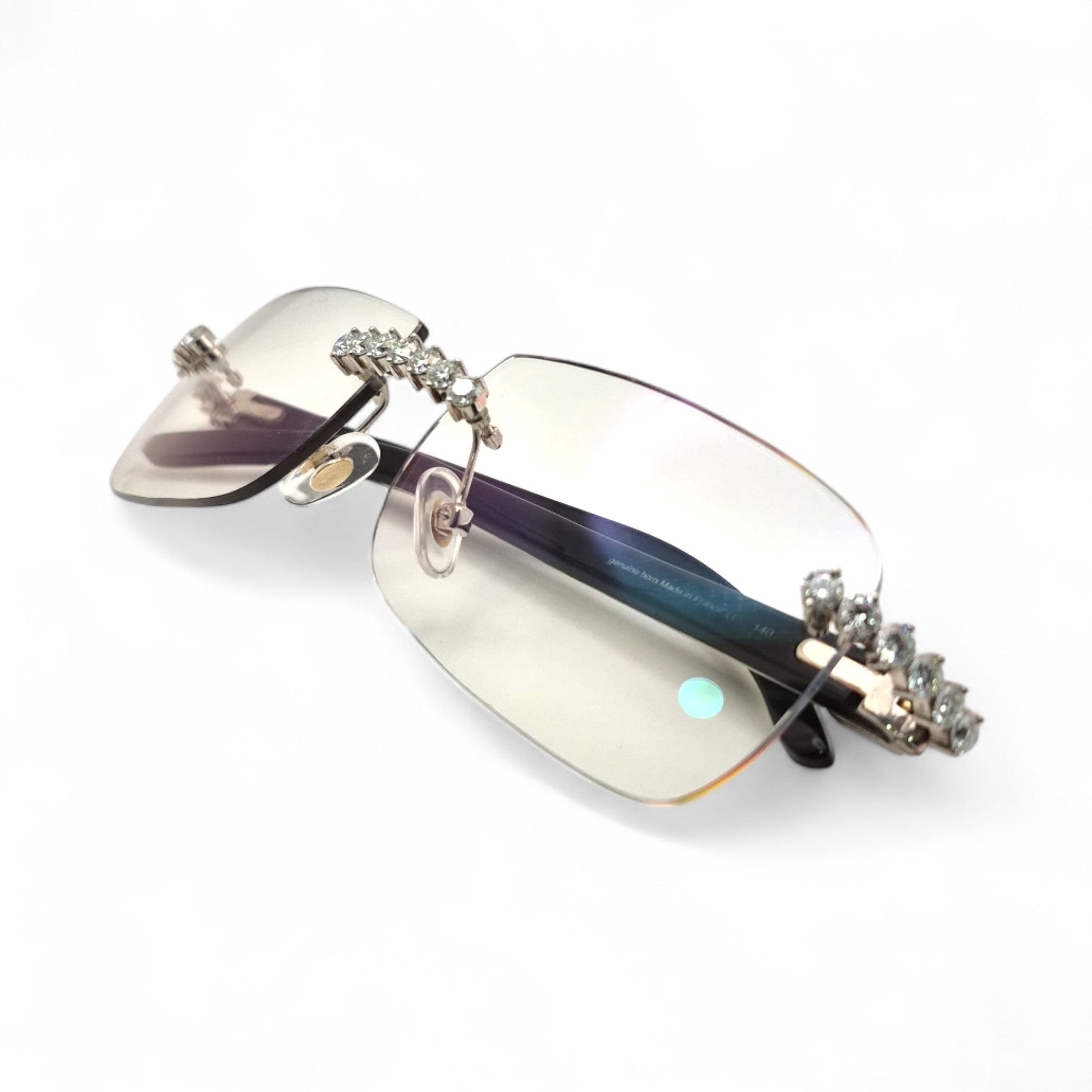 C Decor Buffs (Iced - VVS Genuine) - White Genuine Horn Sunglasses - Genuine Diamonds Prong Set (2020s) - Luxury Optical
