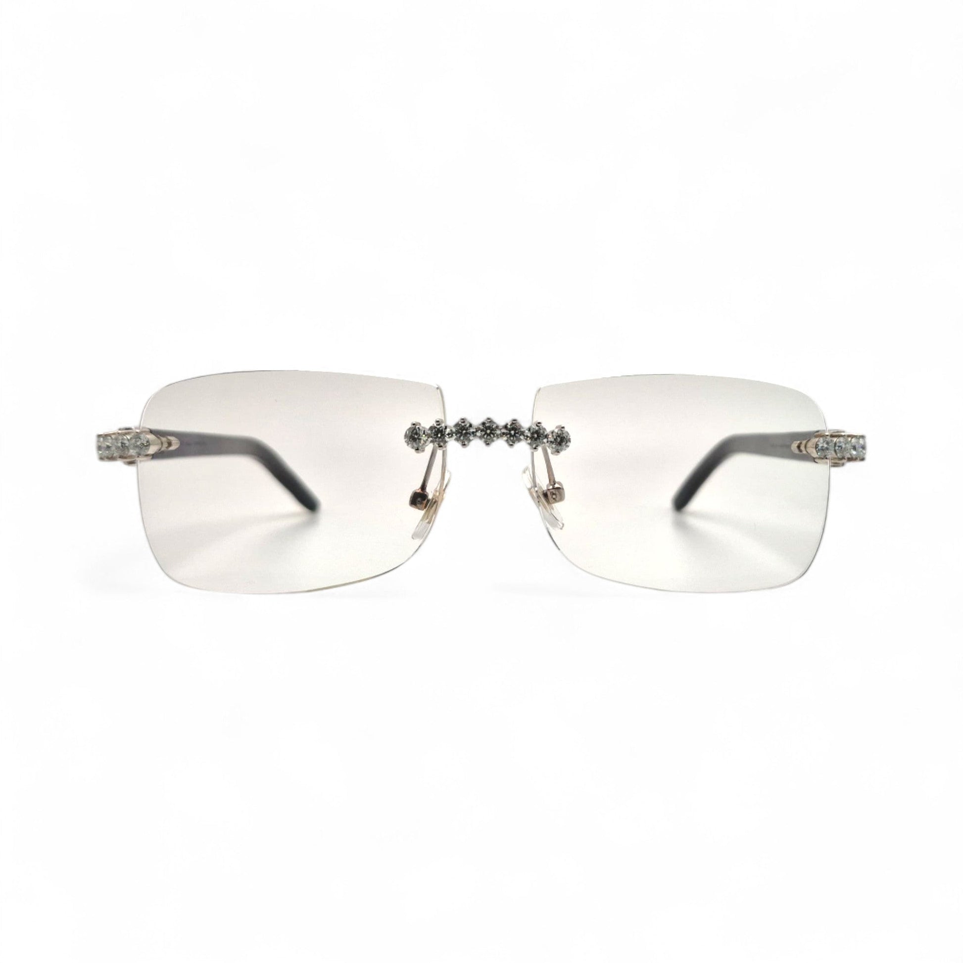 C Decor Buffs (Iced - VVS Genuine) - White Genuine Horn Sunglasses - Genuine Diamonds Prong Set (2020s) - Luxury Optical