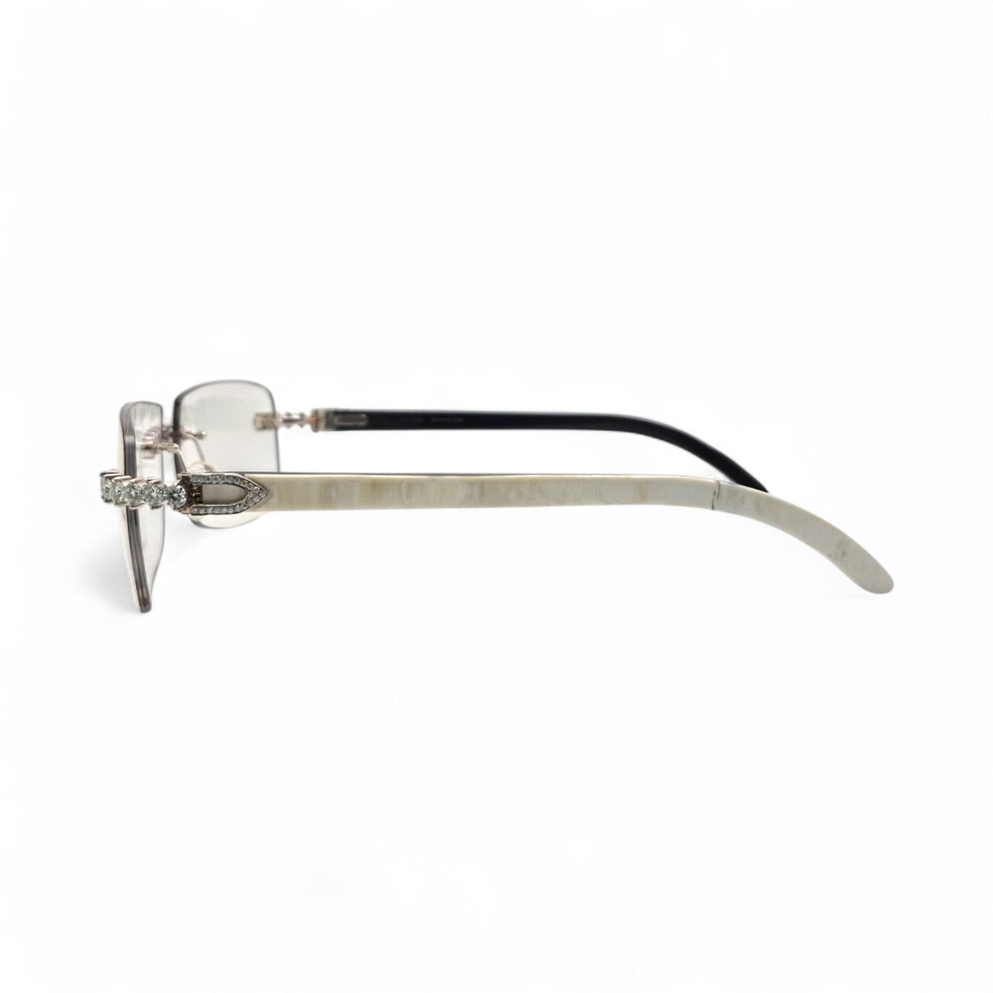 C Decor Buffs (Iced - VVS Genuine) - White Genuine Horn Sunglasses - Genuine Diamonds Prong Set (2020s) - Luxury Optical