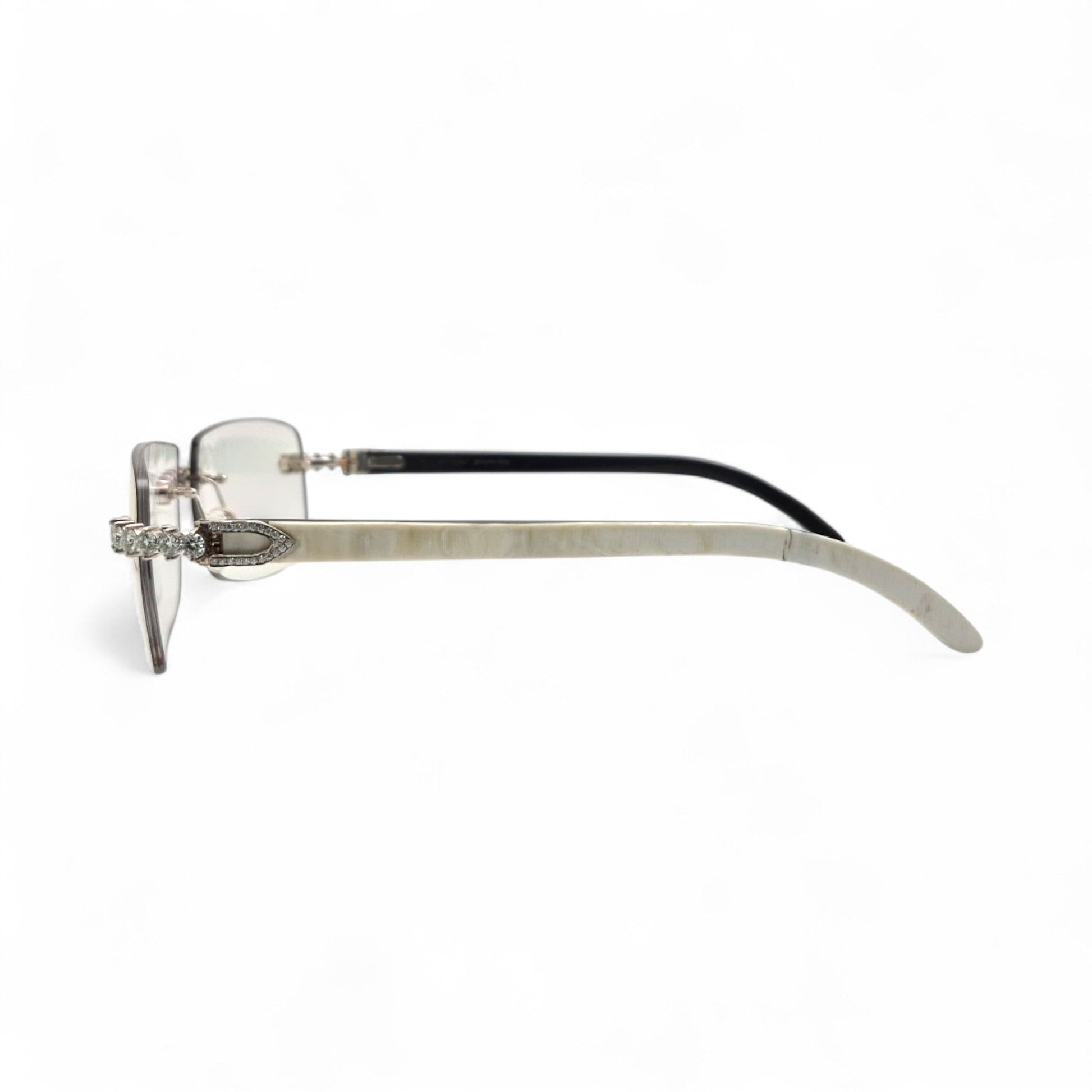 C Decor Buffs (Iced - VVS Genuine) - White Genuine Horn Sunglasses - Genuine Diamonds Prong Set (2020s) - Luxury Optical