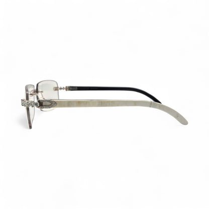 C Decor Buffs (Iced - VVS Genuine) - White Genuine Horn Sunglasses - Genuine Diamonds Prong Set (2020s) - Luxury Optical