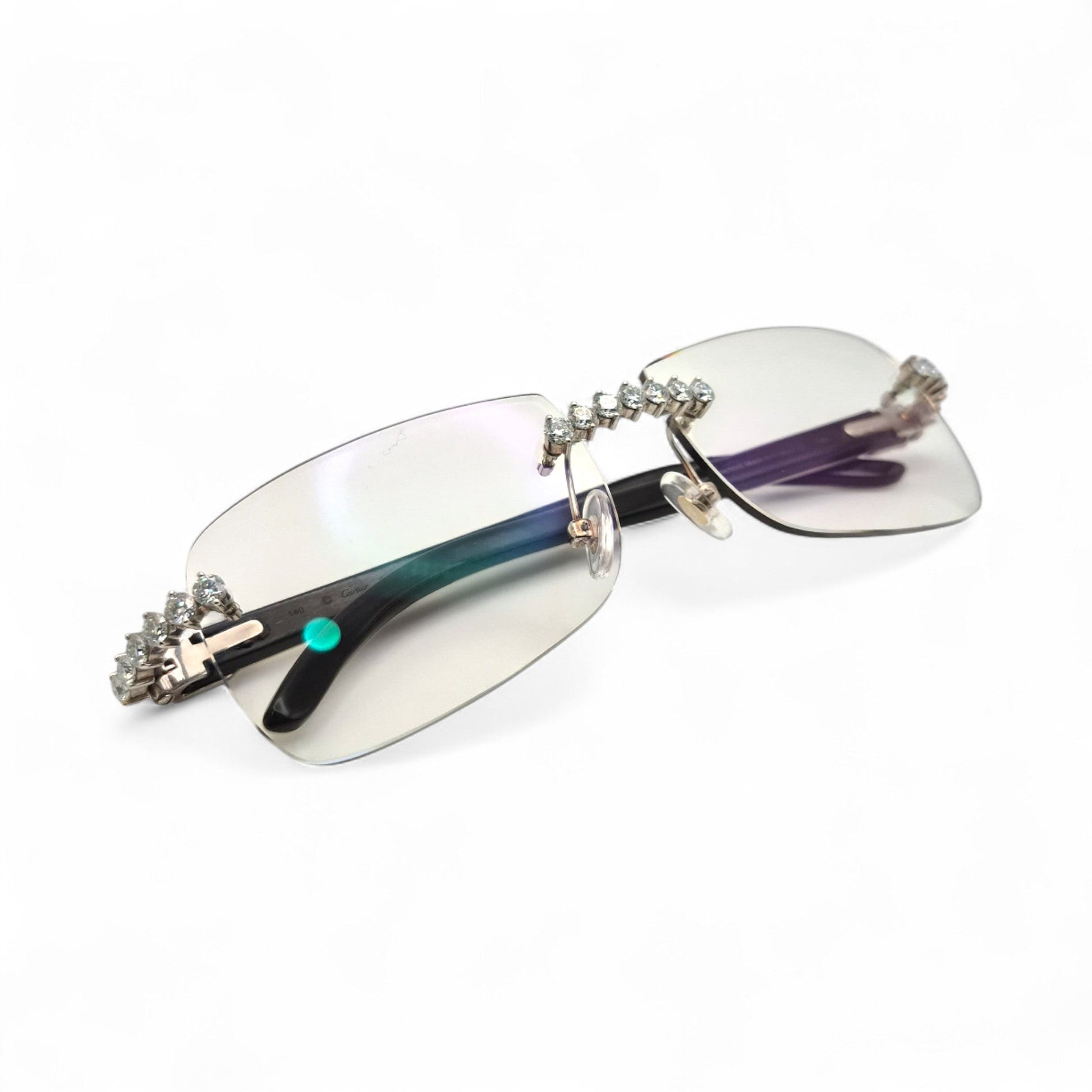 C Decor Buffs (Iced - VVS Genuine) - White Genuine Horn Sunglasses - Genuine Diamonds Prong Set (2020s) - Luxury Optical