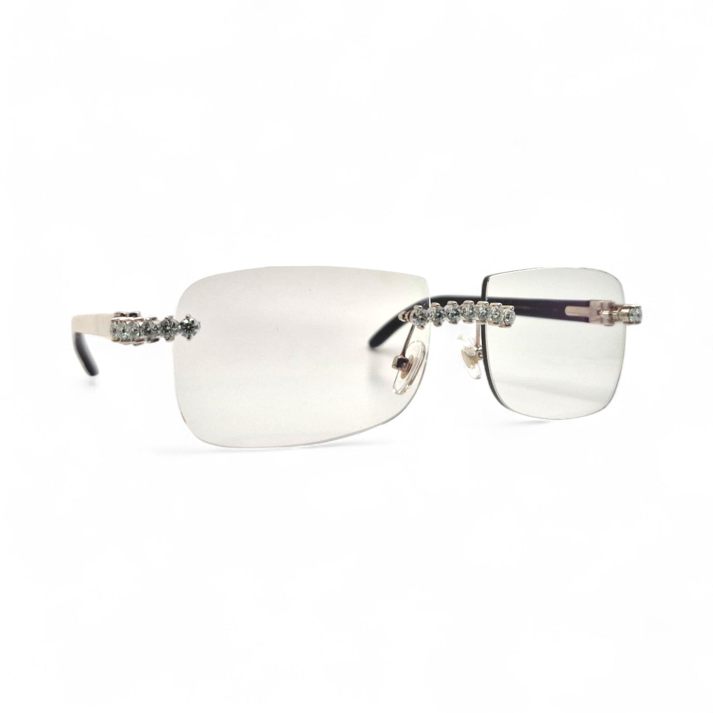C Decor Buffs (Iced - VVS Genuine) - White Genuine Horn Sunglasses - Genuine Diamonds Prong Set (2020s) - Luxury Optical