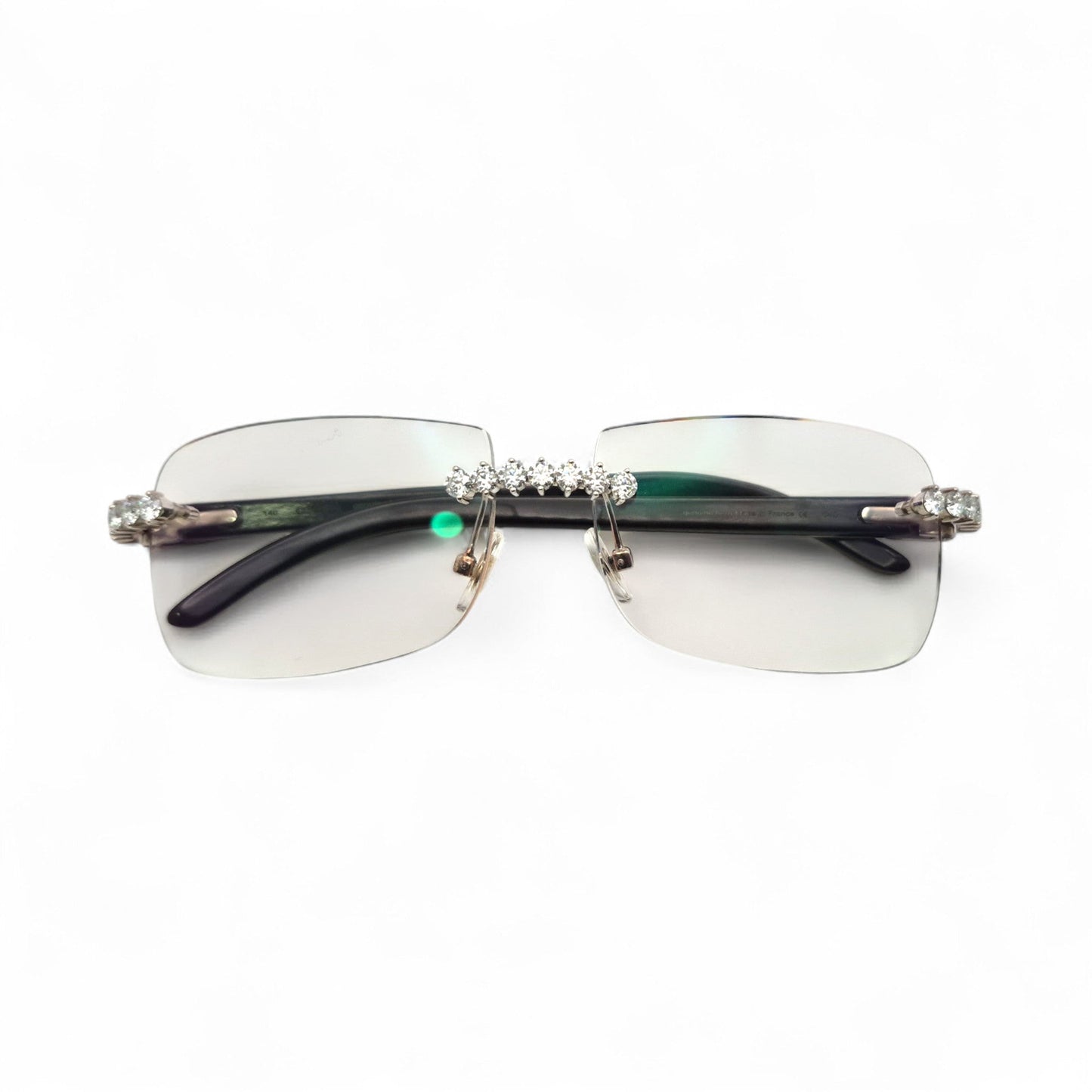 C Decor Buffs (Iced - VVS Genuine) - White Genuine Horn Sunglasses - Genuine Diamonds Prong Set (2020s) - Luxury Optical