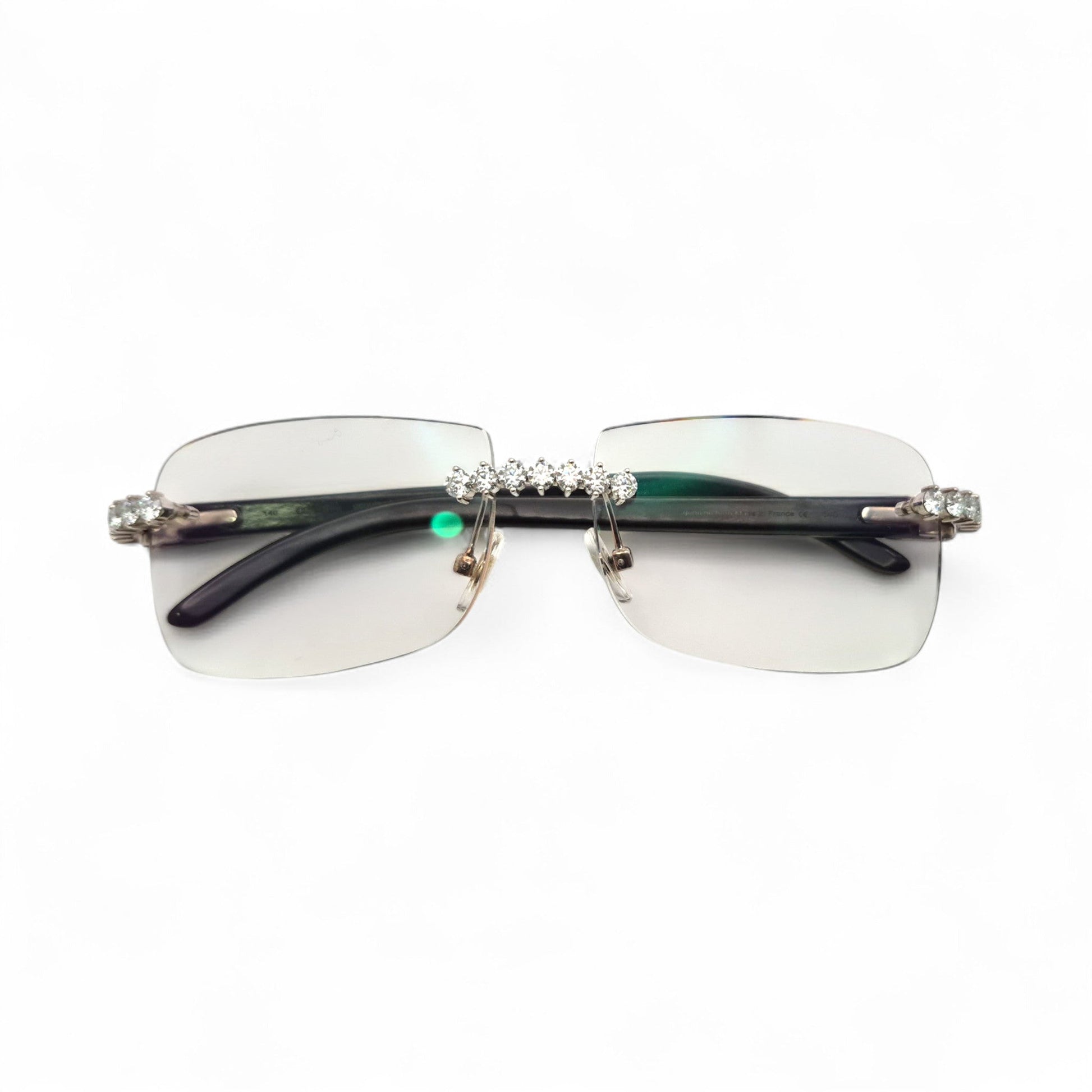 C Decor Buffs (Iced - VVS Genuine) - White Genuine Horn Sunglasses - Genuine Diamonds Prong Set (2020s) - Luxury Optical