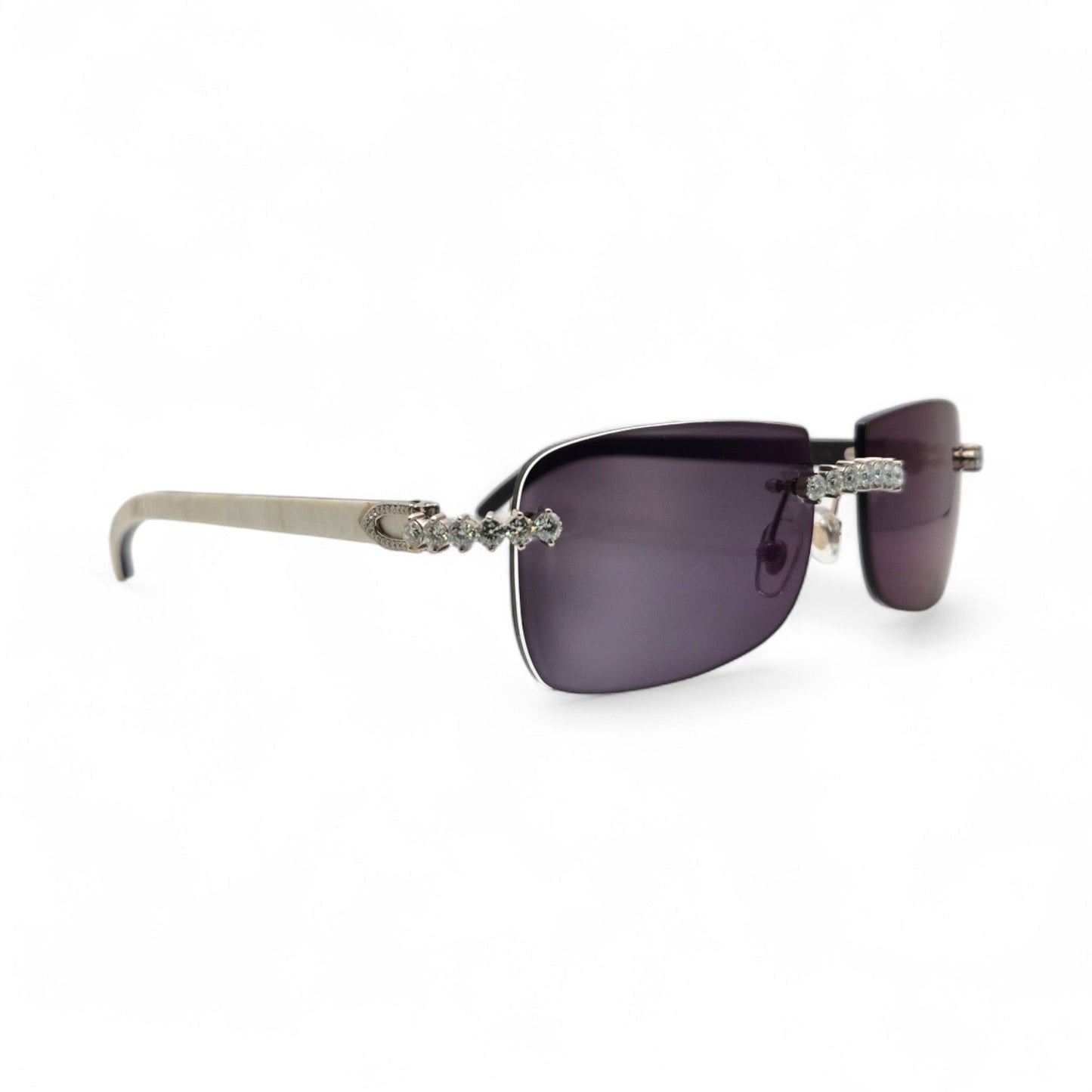 C Decor Buffs (Iced - VVS Genuine) - White Genuine Horn Sunglasses - Genuine Diamonds Prong Set (2020s) - Luxury Optical