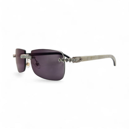 C Decor Buffs (Iced - VVS Genuine) - White Genuine Horn Sunglasses - Genuine Diamonds Prong Set (2020s) - Luxury Optical