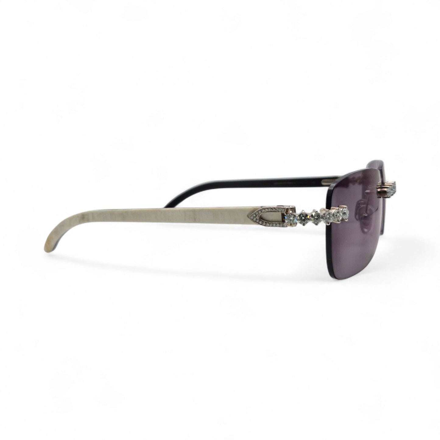 C Decor Buffs (Iced - VVS Genuine) - White Genuine Horn Sunglasses - Genuine Diamonds Prong Set (2020s) - Luxury Optical