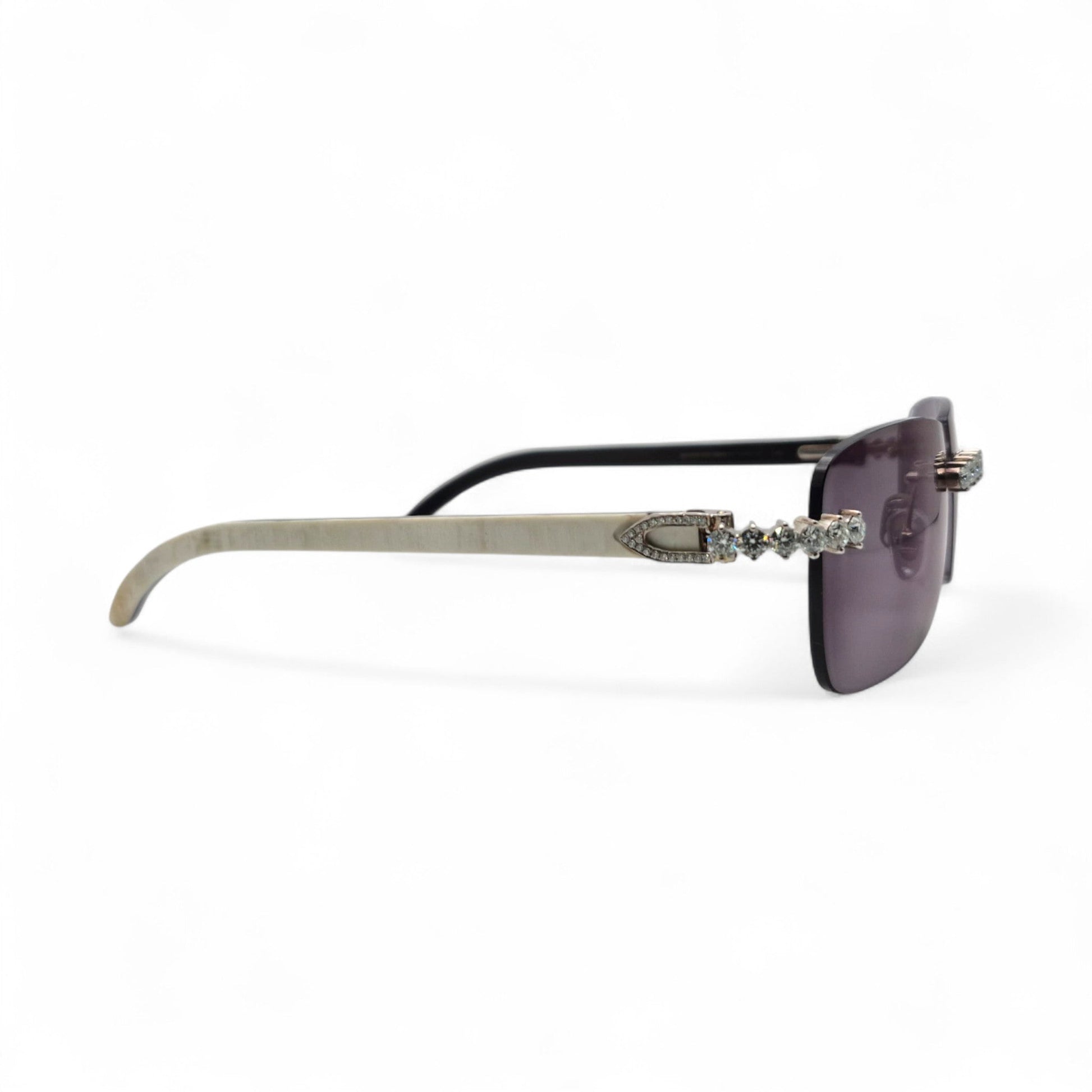 C Decor Buffs (Iced - VVS Genuine) - White Genuine Horn Sunglasses - Genuine Diamonds Prong Set (2020s) - Luxury Optical
