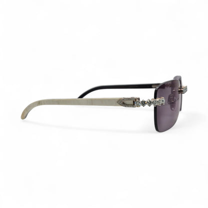 C Decor Buffs (Iced - VVS Genuine) - White Genuine Horn Sunglasses - Genuine Diamonds Prong Set (2020s) - Luxury Optical