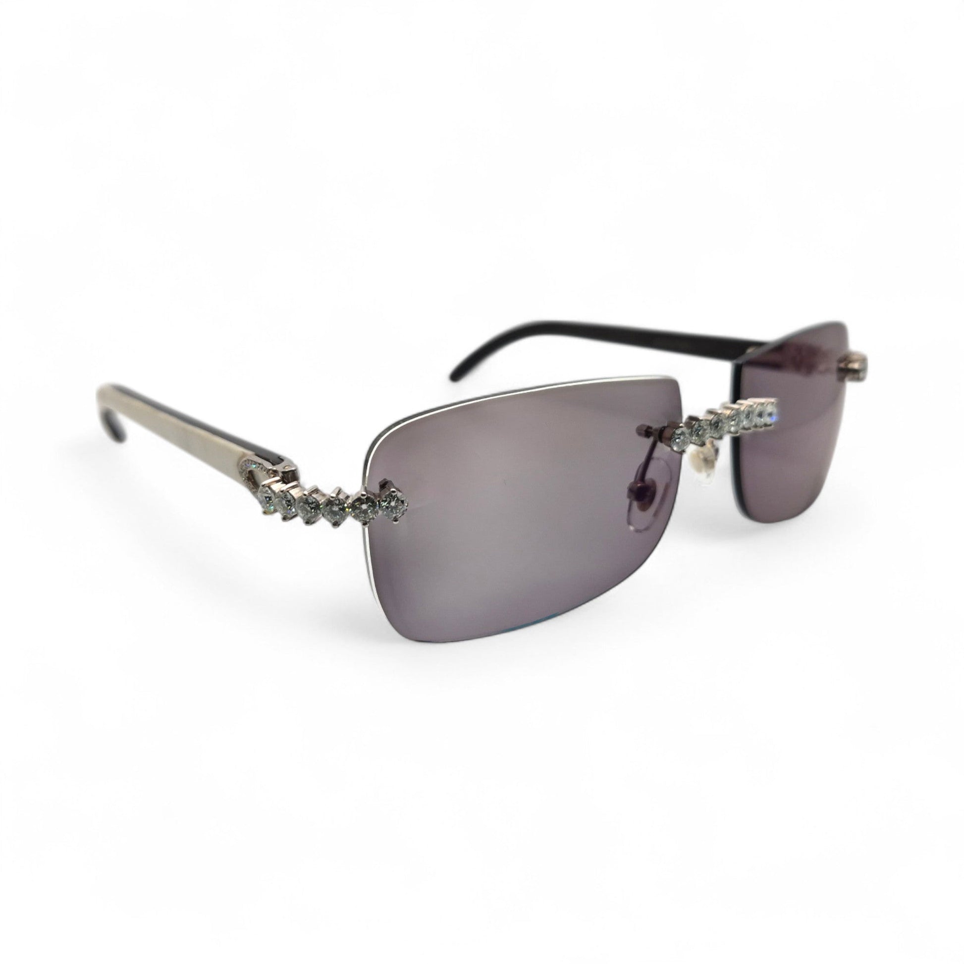 C Decor Buffs (Iced - VVS Genuine) - White Genuine Horn Sunglasses - Genuine Diamonds Prong Set (2020s) - Luxury Optical