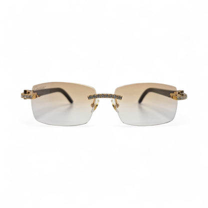 CT0046S C Decor Buffs (Iced - Moissanite) - Gold Genuine White Horn Sunglasses w/ Moissanite Diamonds Prong Set (2010s) - Luxury Optical