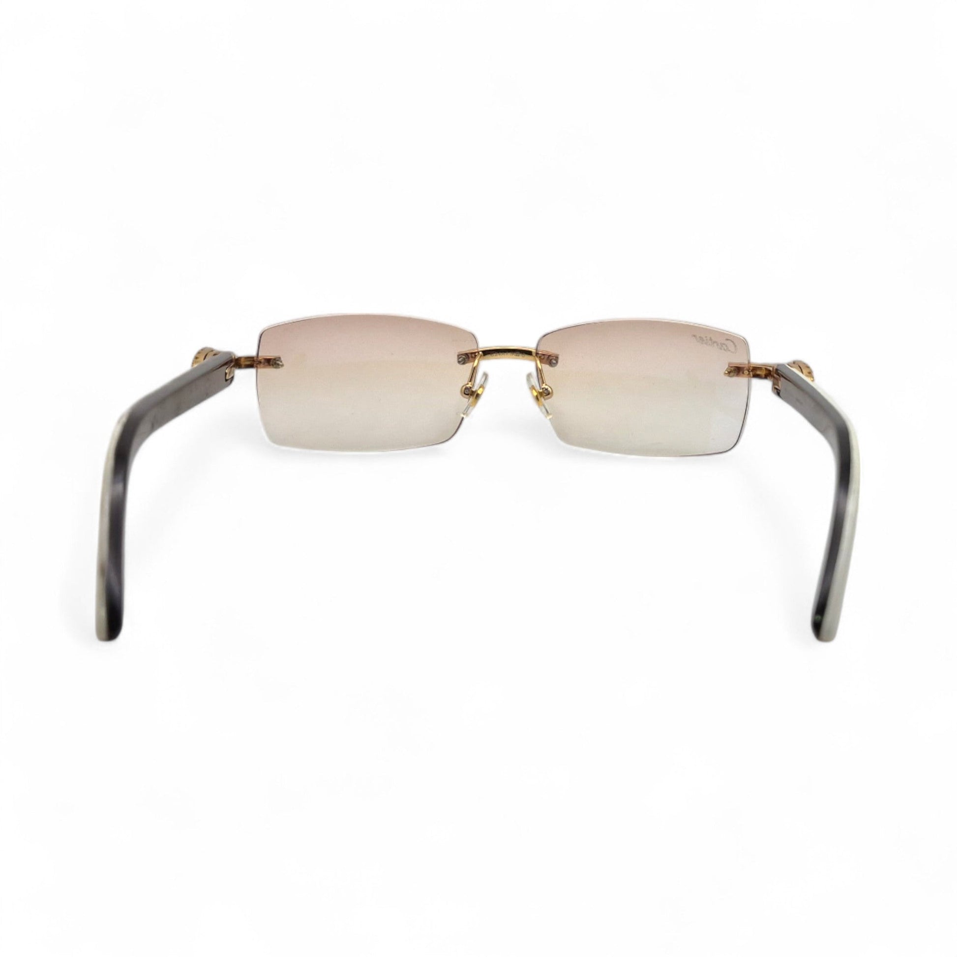 CT0046S C Decor Buffs (Iced - Moissanite) - Gold Genuine White Horn Sunglasses w/ Moissanite Diamonds Prong Set (2010s) - Luxury Optical
