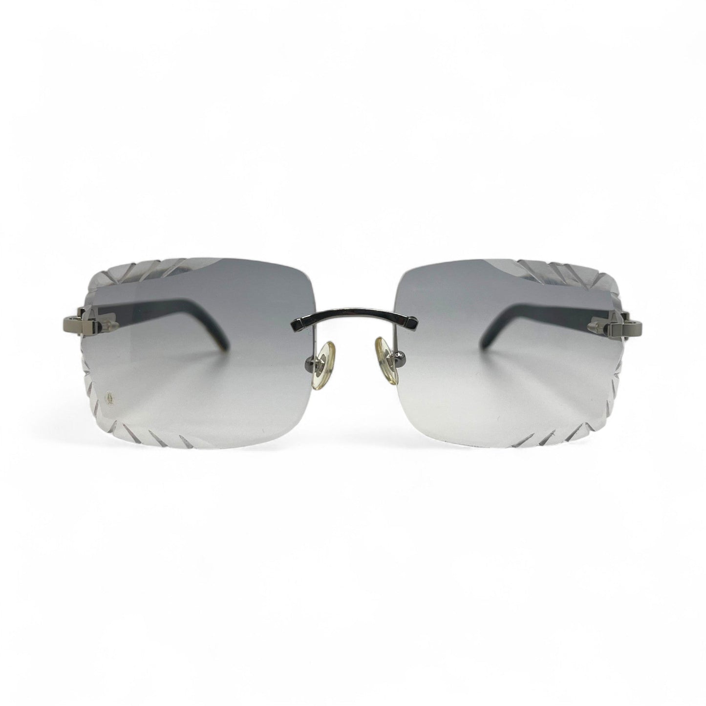 C Decor Buffs (Diamond Cut) - Silver White Genuine Horn Sunglasses (2020s) - Luxury Optical