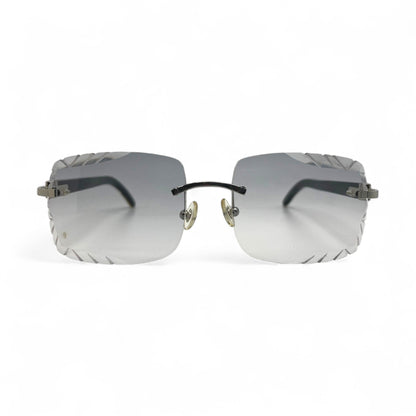 C Decor Buffs (Diamond Cut) - Silver White Genuine Horn Sunglasses (2020s) - Luxury Optical