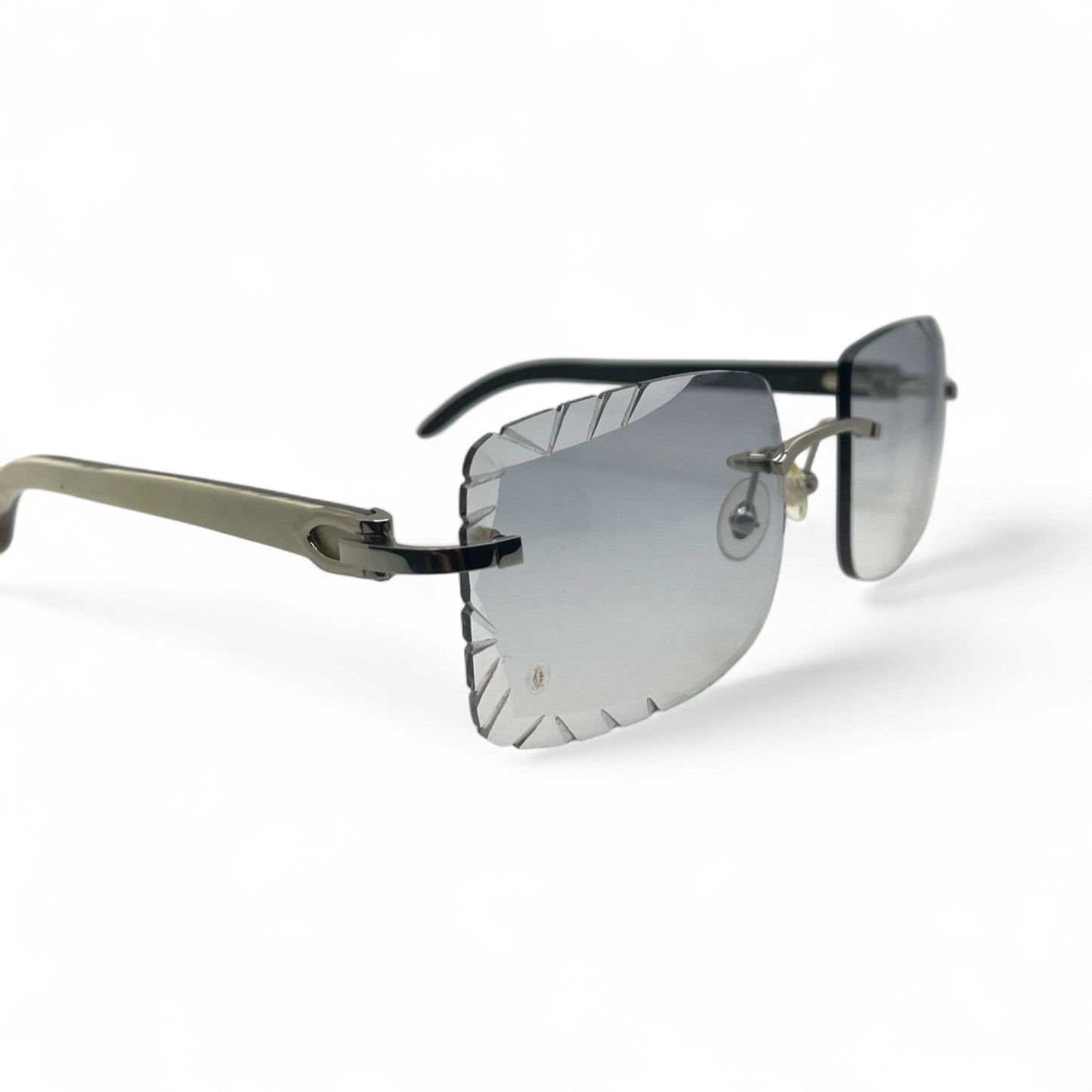C Decor Buffs (Diamond Cut) - Silver White Genuine Horn Sunglasses (2020s) - Luxury Optical