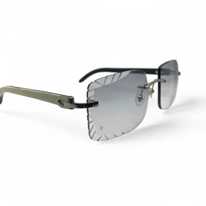 C Decor Buffs (Diamond Cut) - Silver White Genuine Horn Sunglasses (2020s) - Luxury Optical