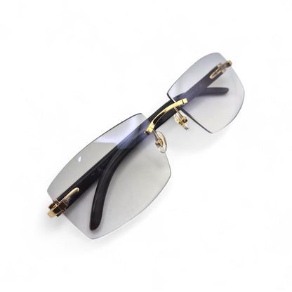 C Decor Buffs - Gold Black Genuine Horn Sunglasses (2010s) - Luxury Optical