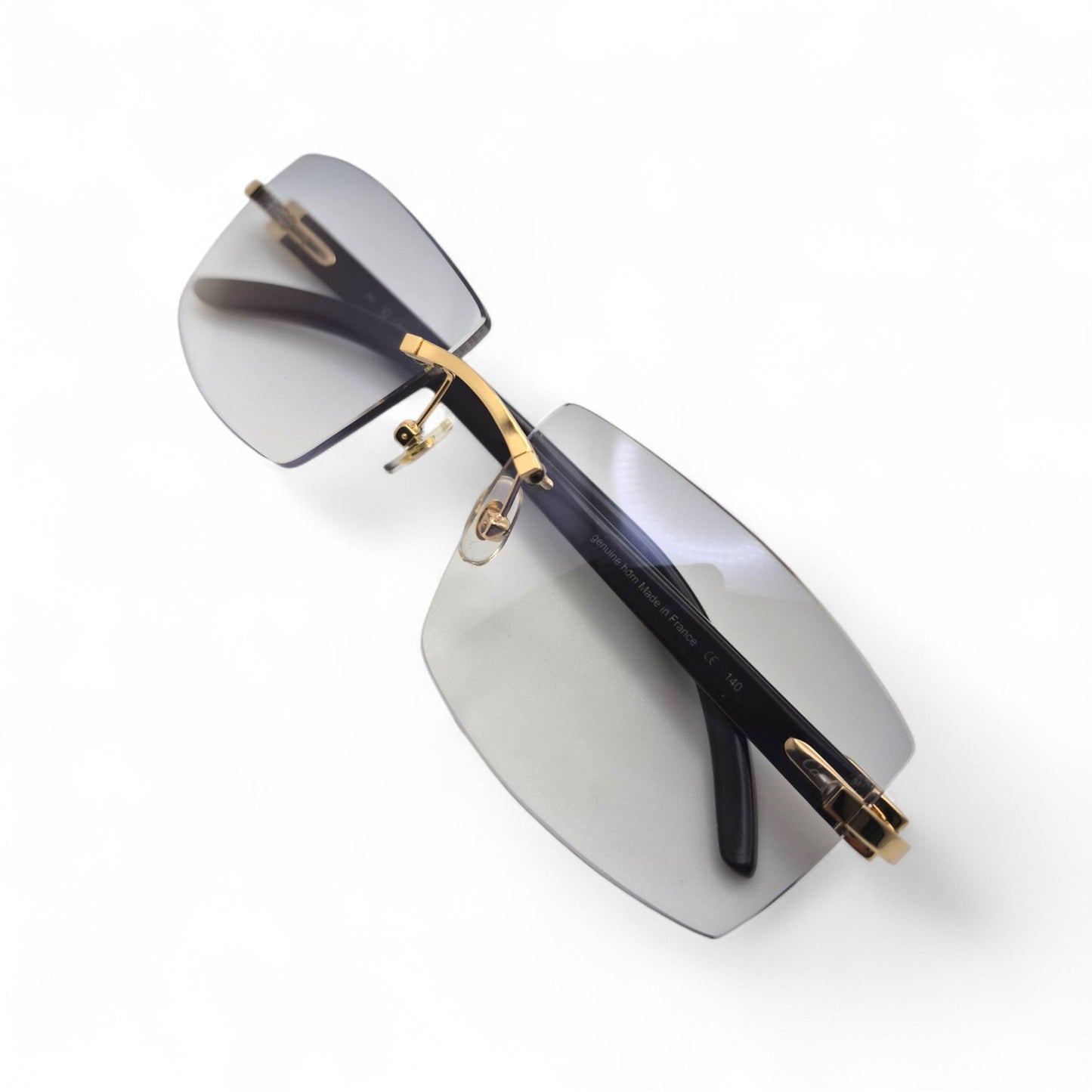 C Decor Buffs - Gold Black Genuine Horn Sunglasses (2010s) - Luxury Optical